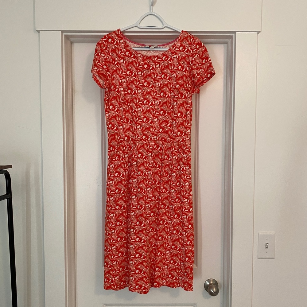 Boden Phoebe Dress, 6L, orange-red